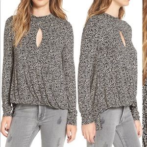 patterned keyhole blouse